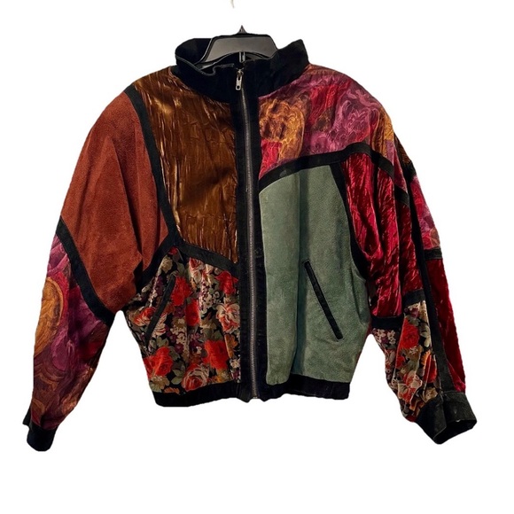 Jackets & Blazers - Vintage Brandon Thomas, patchwork bomber jacket. 80s. Leather. Woman’s size S.
